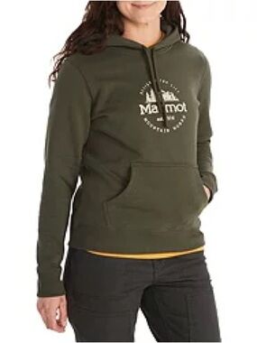 Marmot Women's Olive Green Logo Hoodie Size Large
